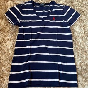 Blue and White Striped Ralph Lauren T-Shirt